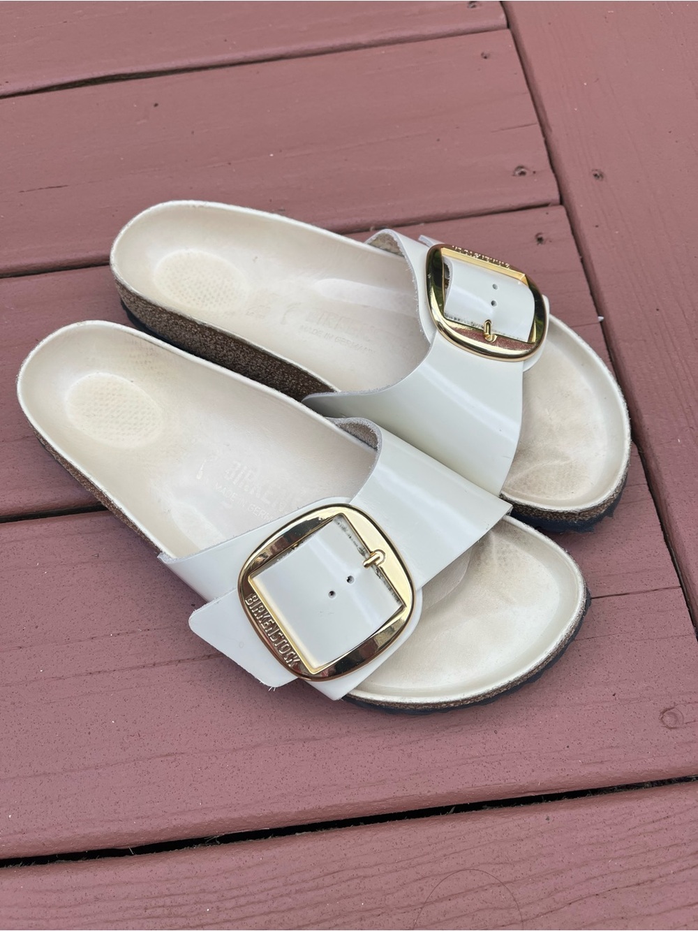 Birkenstock Big-Buckle Madrid Patent Leather Slides 39
